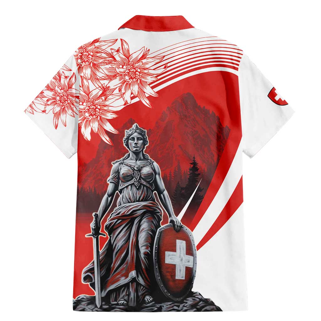 Switzerland Swiss National Day Family Matching Mermaid Dress and Hawaiian Shirt Helvetia Matterhorn