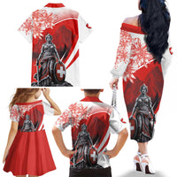 Switzerland Swiss National Day Family Matching Off The Shoulder Long Sleeve Dress and Hawaiian Shirt Helvetia Matterhorn