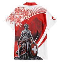 Switzerland Swiss National Day Family Matching Off Shoulder Maxi Dress and Hawaiian Shirt Helvetia Matterhorn