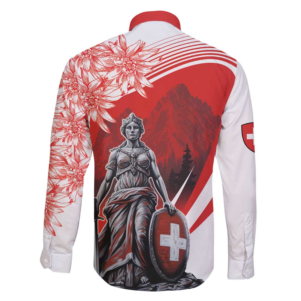 Switzerland Swiss National Day Family Matching Off Shoulder Maxi Dress and Hawaiian Shirt Helvetia Matterhorn