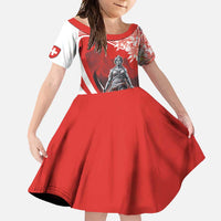 Switzerland Swiss National Day Family Matching Summer Maxi Dress and Hawaiian Shirt Helvetia Matterhorn