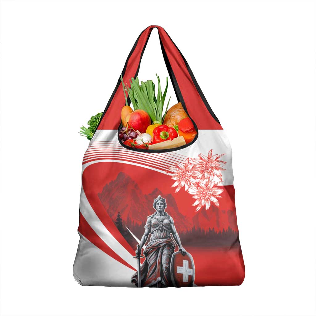 Switzerland Swiss National Day Grocery Bag Helvetia Matterhorn