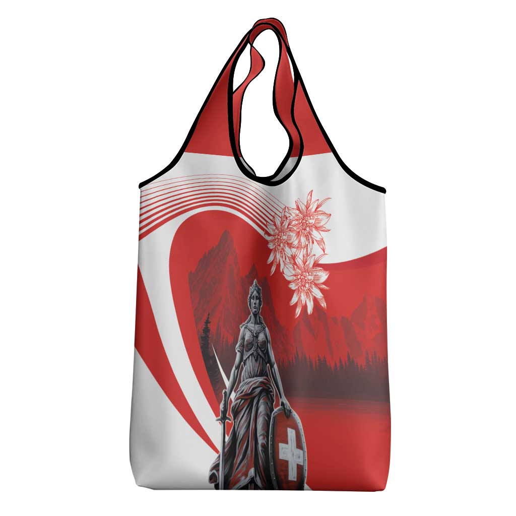 Switzerland Swiss National Day Grocery Bag Helvetia Matterhorn