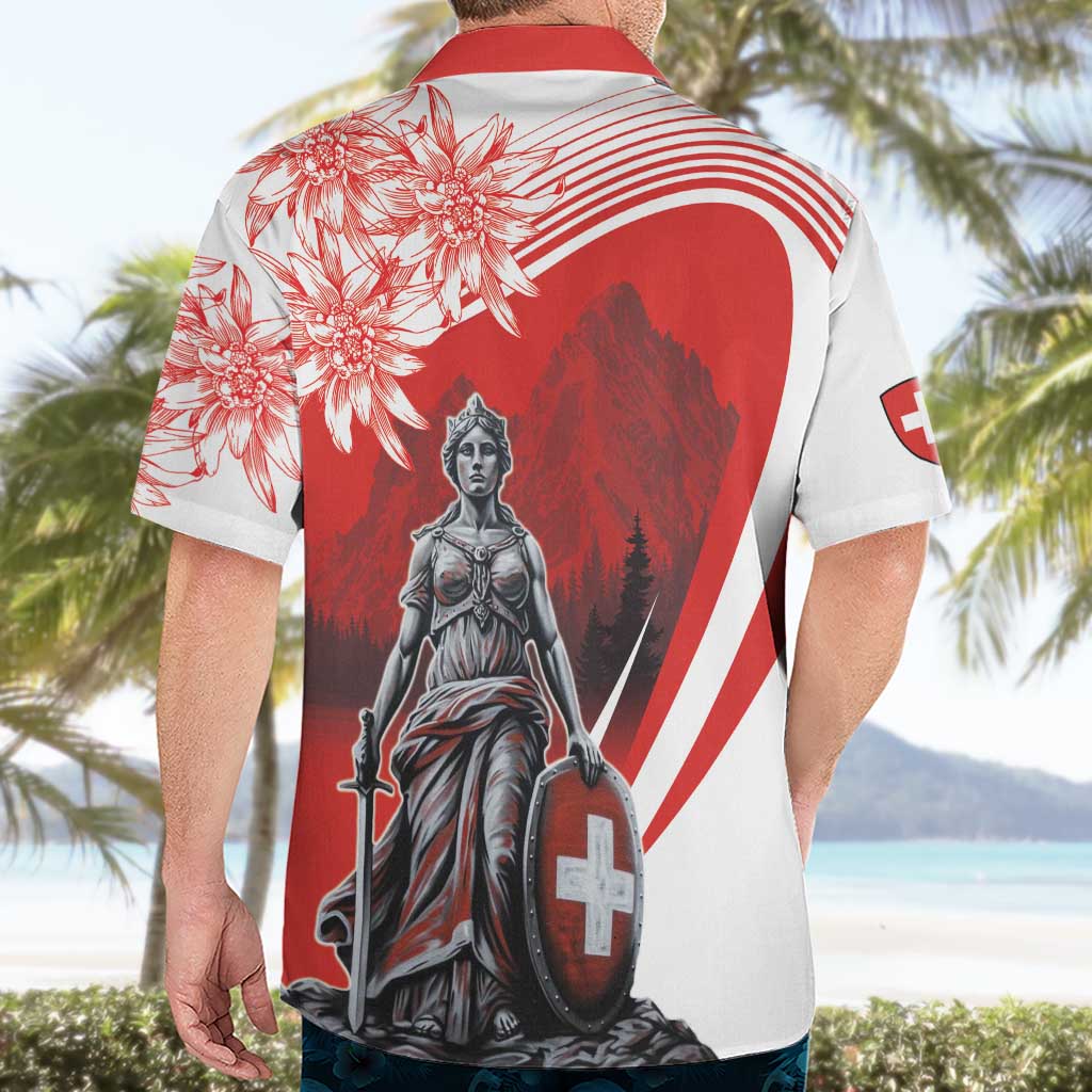 Switzerland Swiss National Day Hawaiian Shirt Helvetia Matterhorn