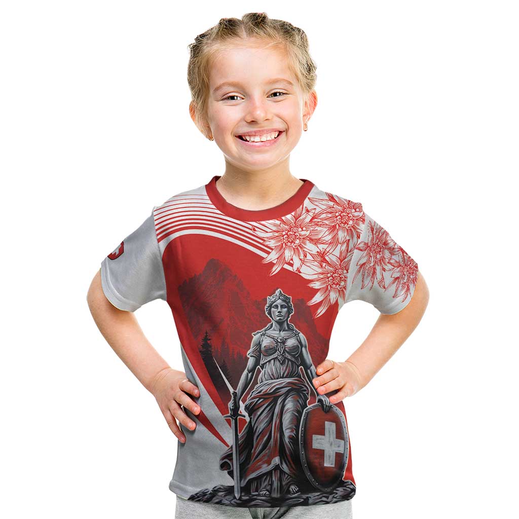 Switzerland Swiss National Day Kid T Shirt Helvetia Matterhorn
