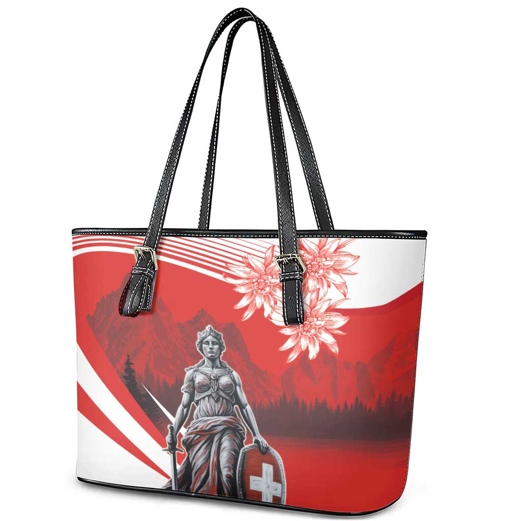 Switzerland Swiss National Day Leather Tote Bag Helvetia Matterhorn