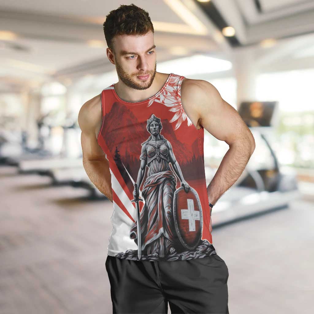 Switzerland Swiss National Day Men Tank Top Helvetia Matterhorn