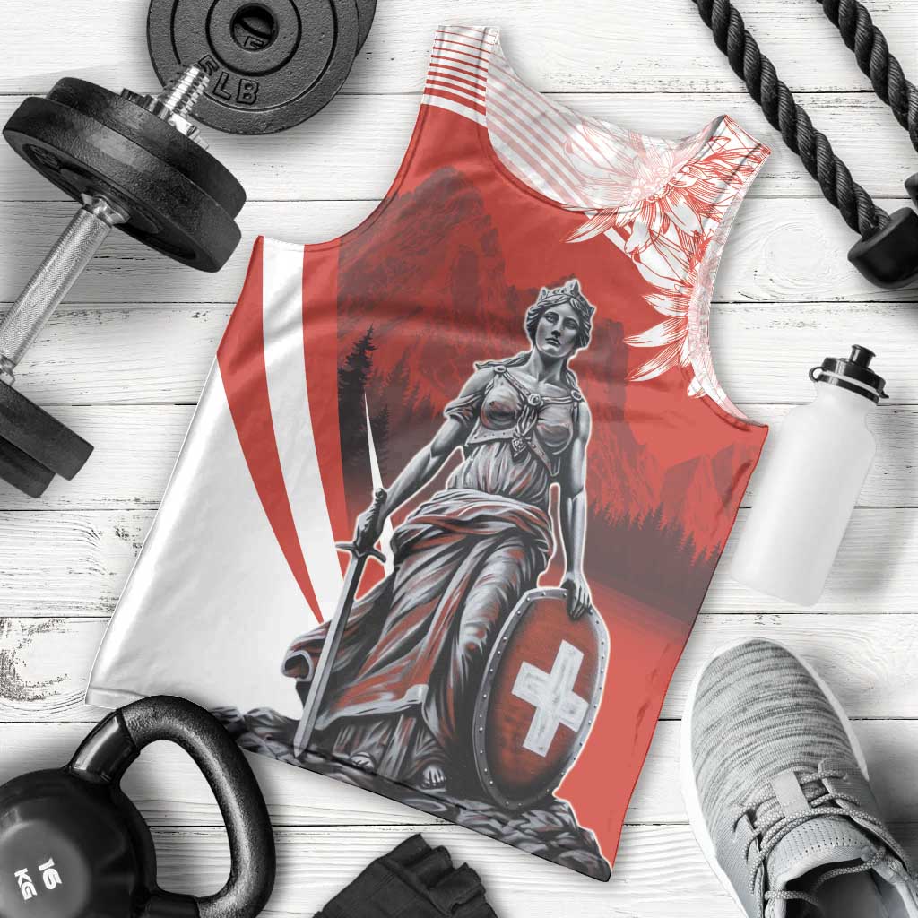 Switzerland Swiss National Day Men Tank Top Helvetia Matterhorn