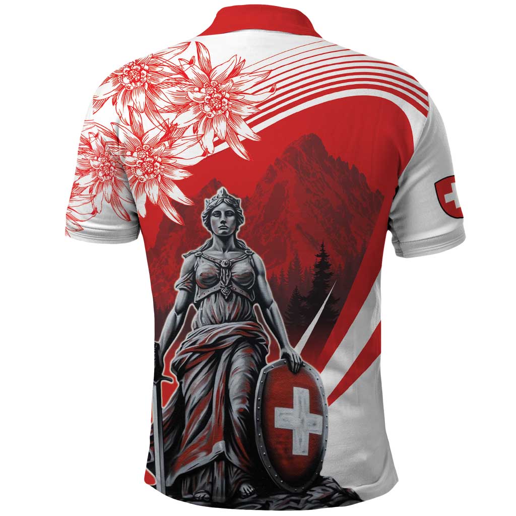 Switzerland Swiss National Day Polo Shirt Helvetia Matterhorn