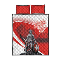 Switzerland Swiss National Day Quilt Bed Set Helvetia Matterhorn