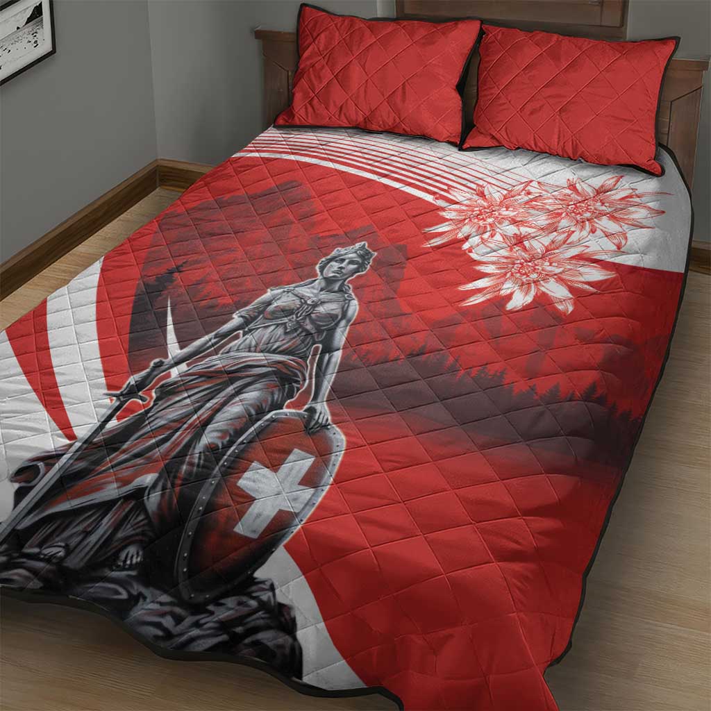 Switzerland Swiss National Day Quilt Bed Set Helvetia Matterhorn