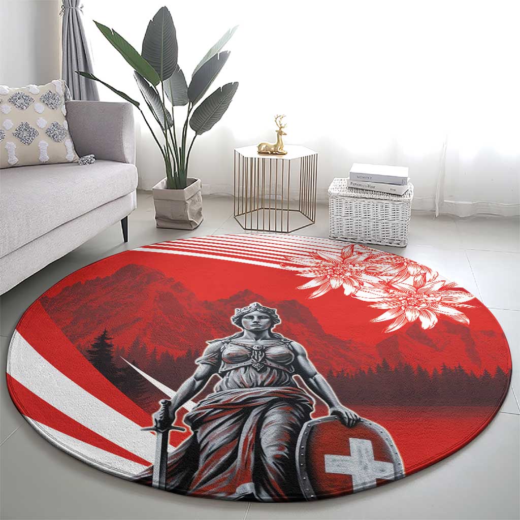 Switzerland Swiss National Day Round Carpet Helvetia Matterhorn