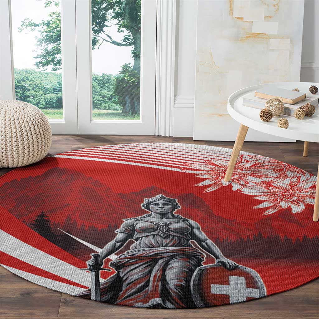 Switzerland Swiss National Day Round Carpet Helvetia Matterhorn