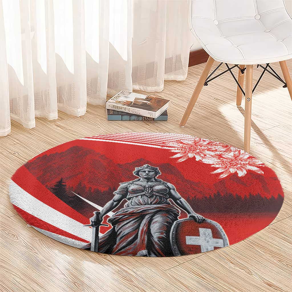 Switzerland Swiss National Day Round Carpet Helvetia Matterhorn