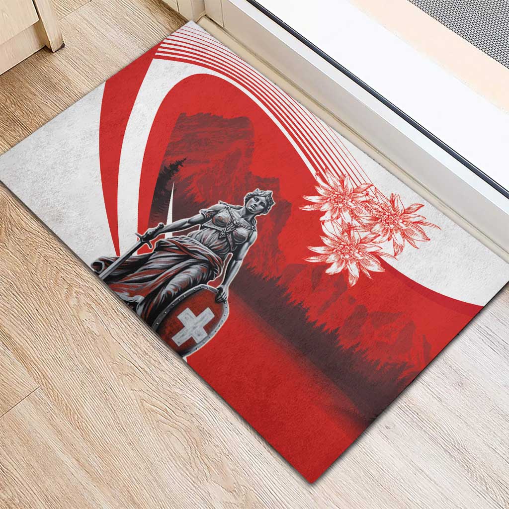 Switzerland Swiss National Day Rubber Doormat Helvetia Matterhorn