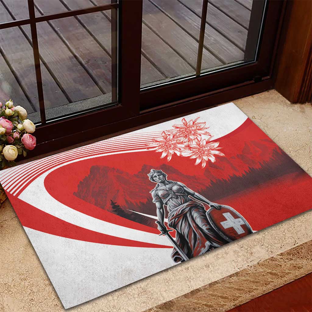 Switzerland Swiss National Day Rubber Doormat Helvetia Matterhorn
