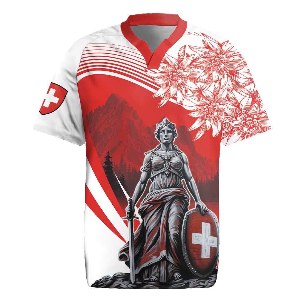 Switzerland Swiss National Day Rugby Jersey Helvetia Matterhorn