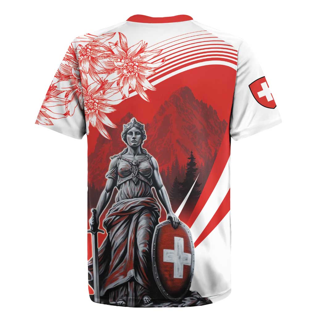 Switzerland Swiss National Day Rugby Jersey Helvetia Matterhorn