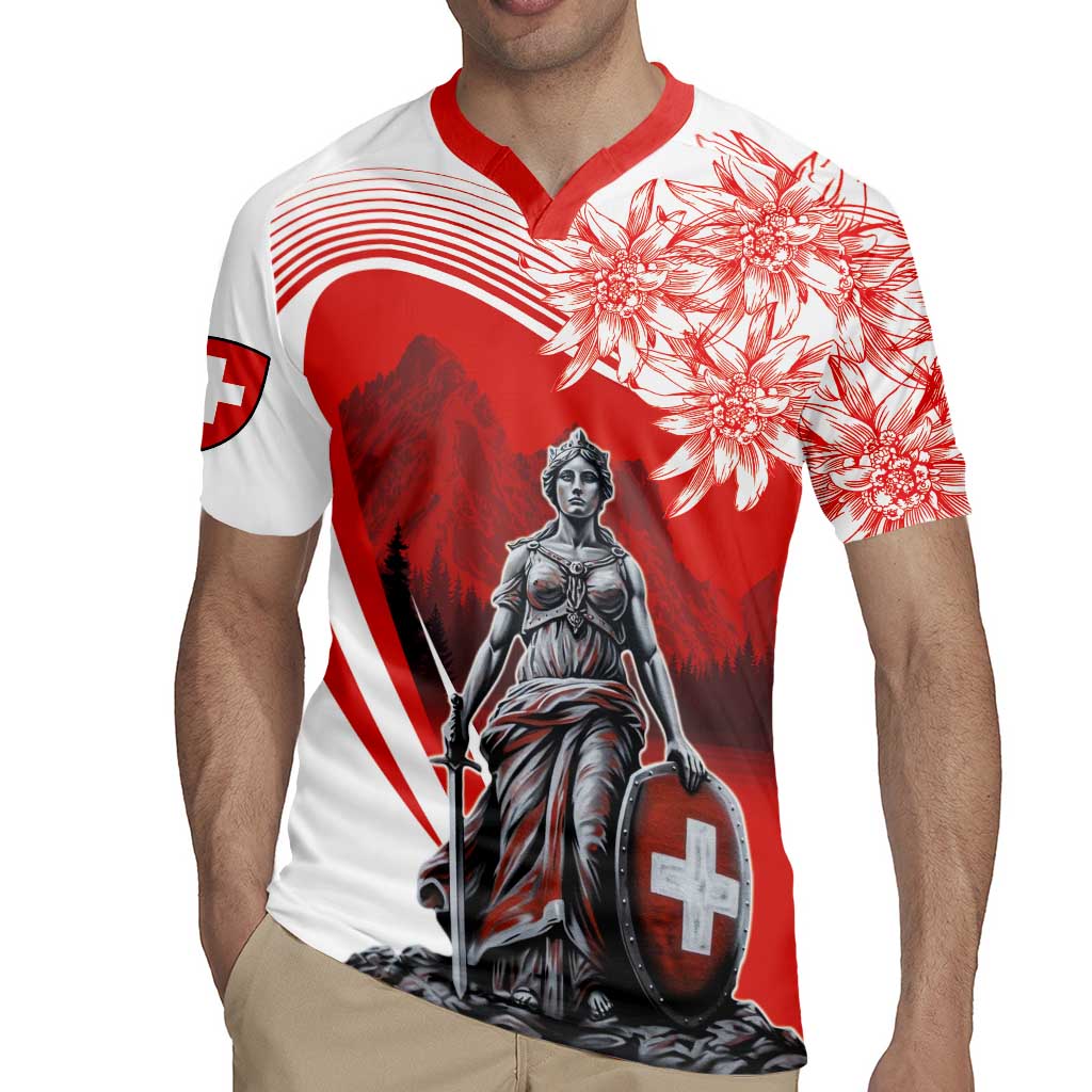 Switzerland Swiss National Day Rugby Jersey Helvetia Matterhorn