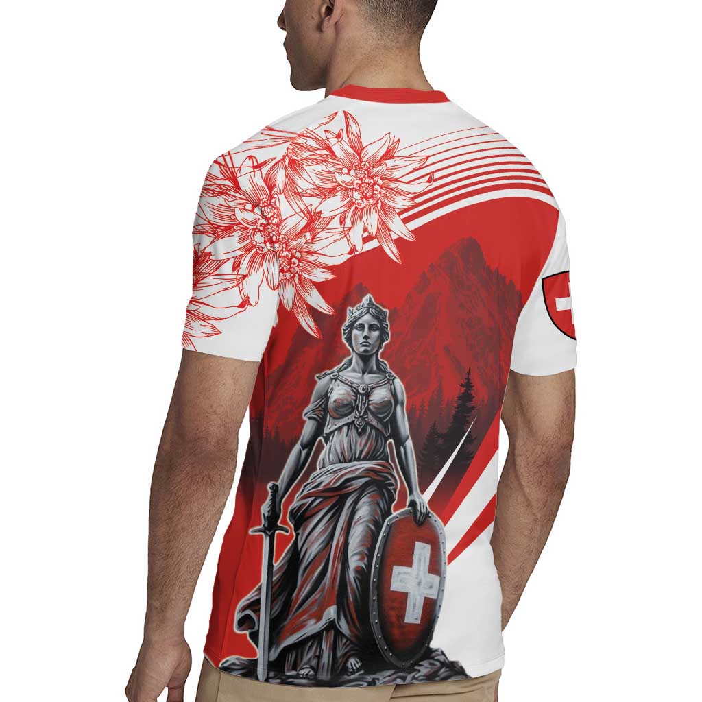Switzerland Swiss National Day Rugby Jersey Helvetia Matterhorn
