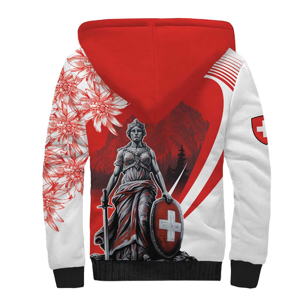 Switzerland Swiss National Day Sherpa Hoodie Helvetia Matterhorn