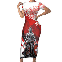 Switzerland Swiss National Day Short Sleeve Bodycon Dress Helvetia Matterhorn