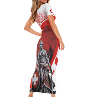 Switzerland Swiss National Day Short Sleeve Bodycon Dress Helvetia Matterhorn
