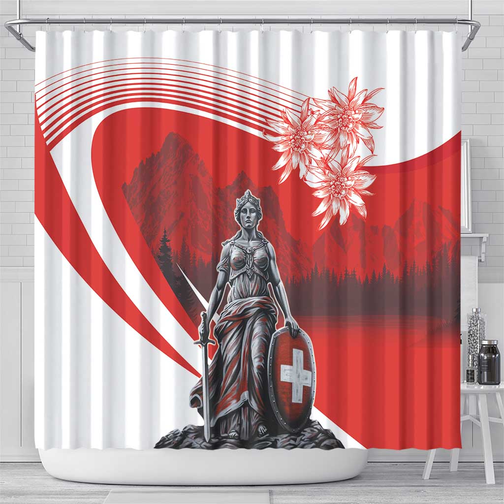 Switzerland Swiss National Day Shower Curtain Helvetia Matterhorn