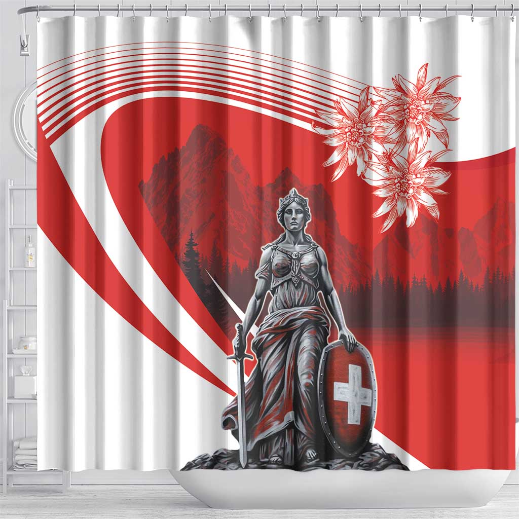 Switzerland Swiss National Day Shower Curtain Helvetia Matterhorn