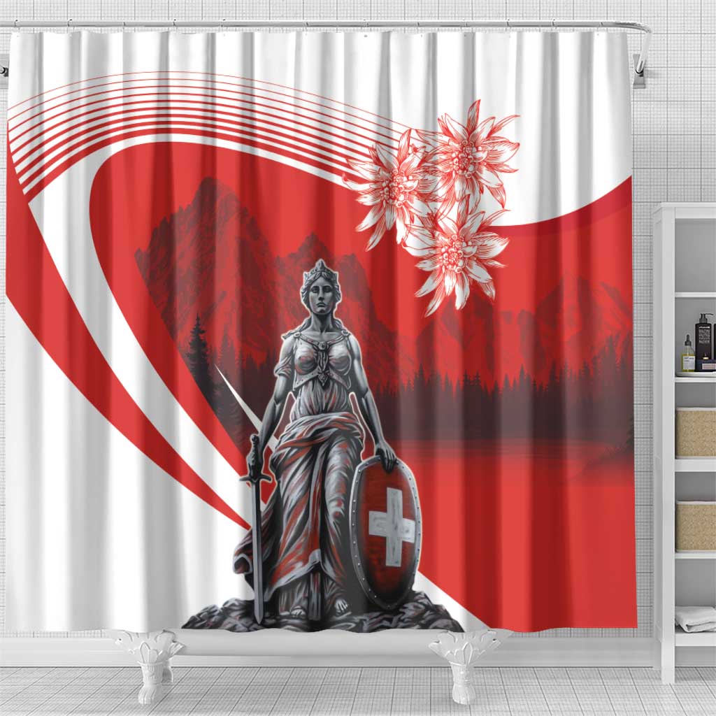 Switzerland Swiss National Day Shower Curtain Helvetia Matterhorn