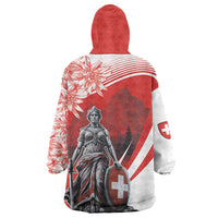Switzerland Swiss National Day Wearable Blanket Hoodie Helvetia Matterhorn