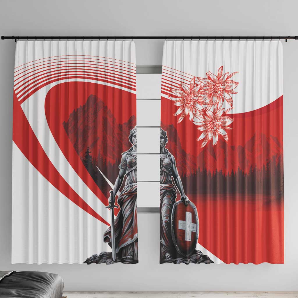 Switzerland Swiss National Day Window Curtain Helvetia Matterhorn