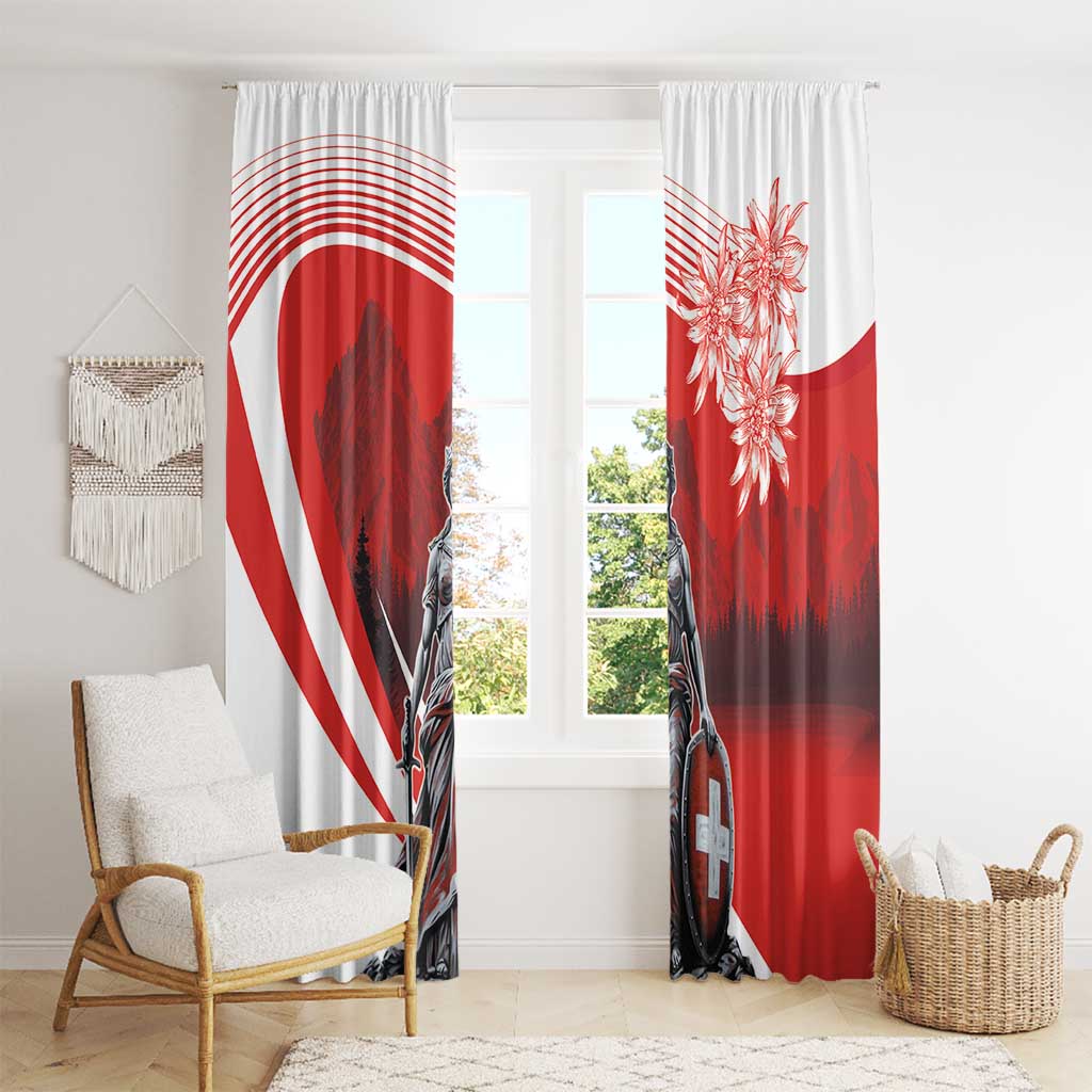 Switzerland Swiss National Day Window Curtain Helvetia Matterhorn
