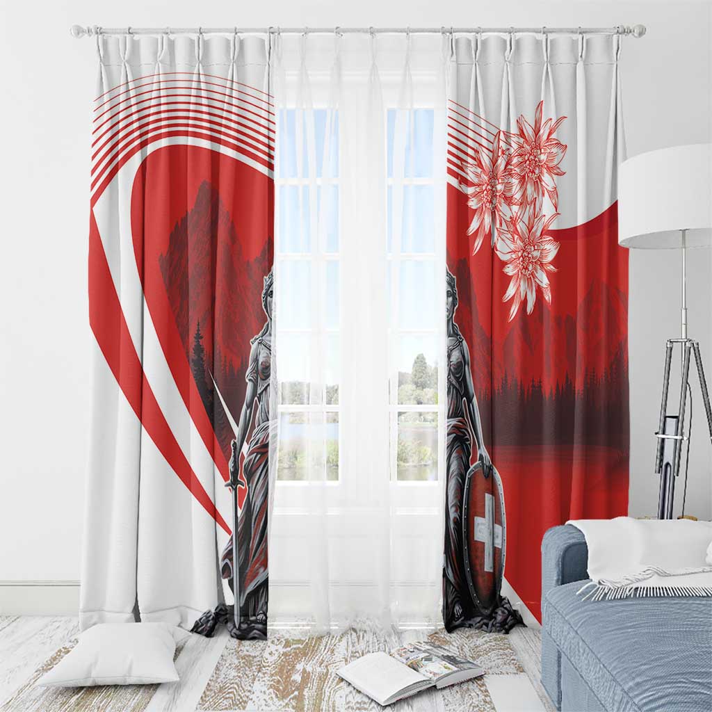 Switzerland Swiss National Day Window Curtain Helvetia Matterhorn