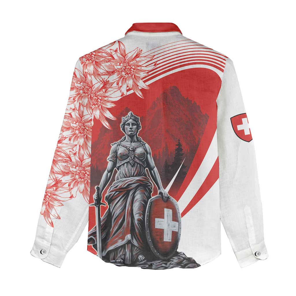 Switzerland Swiss National Day Women Casual Shirt Helvetia Matterhorn