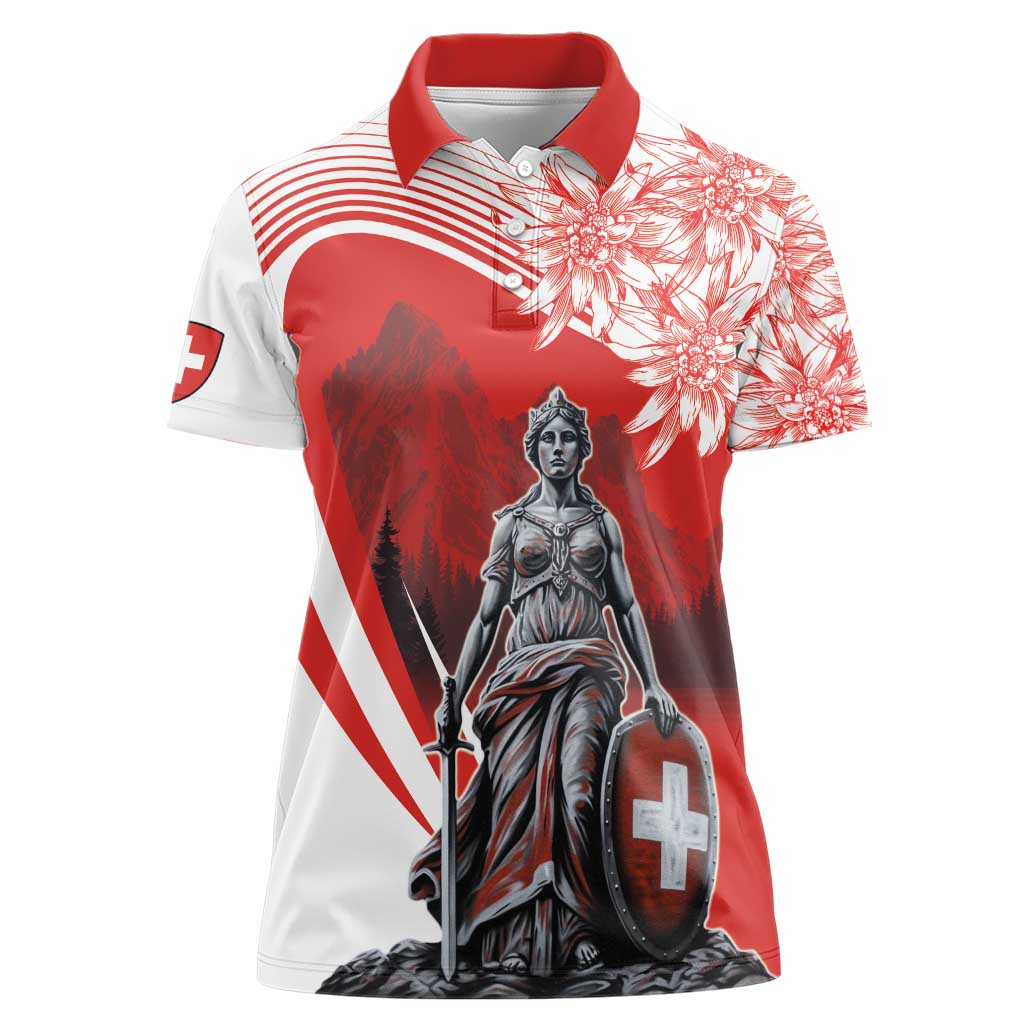 Switzerland Swiss National Day Women Polo Shirt Helvetia Matterhorn