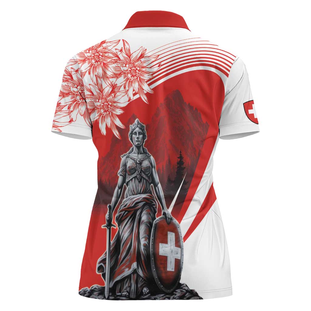 Switzerland Swiss National Day Women Polo Shirt Helvetia Matterhorn