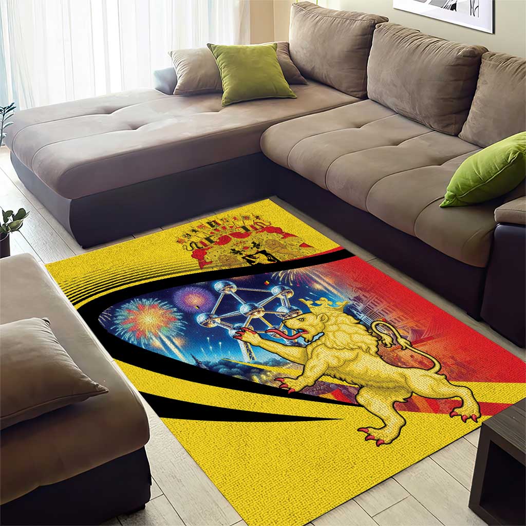 Belgium National Day Area Rug Atomium Leo Belgicus