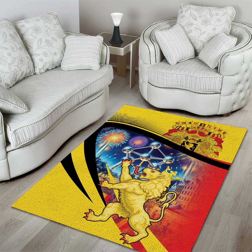 Belgium National Day Area Rug Atomium Leo Belgicus