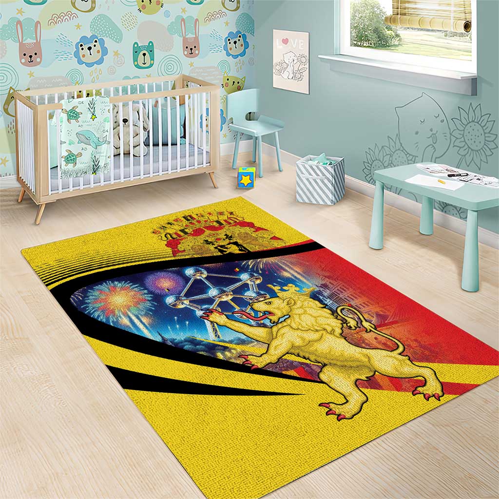 Belgium National Day Area Rug Atomium Leo Belgicus