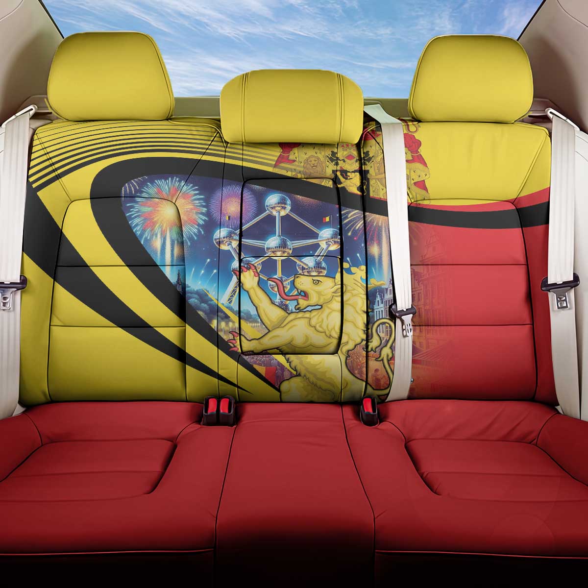 Belgium National Day Back Car Seat Cover Atomium Leo Belgicus