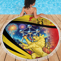 Belgium National Day Beach Blanket Atomium Leo Belgicus
