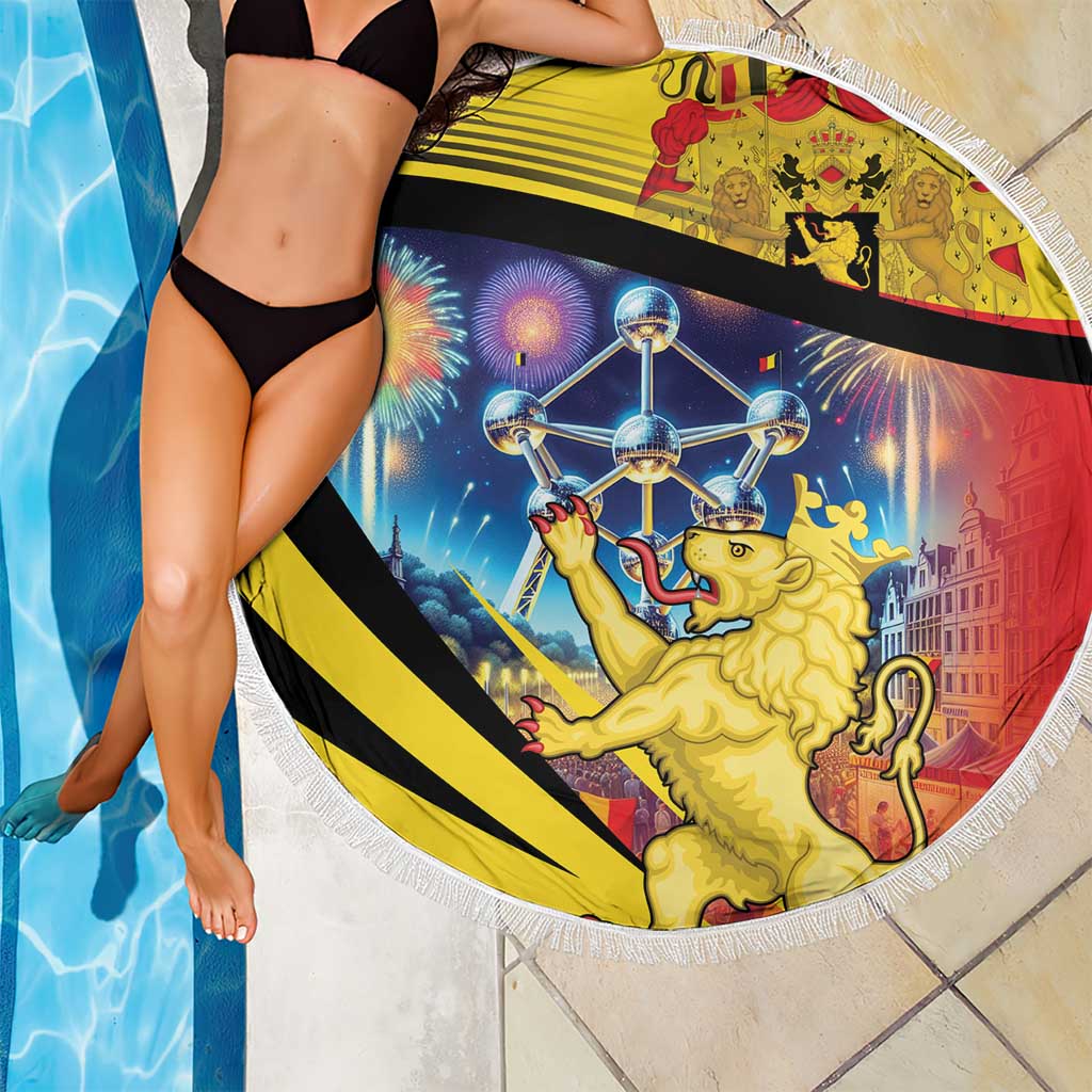Belgium National Day Beach Blanket Atomium Leo Belgicus