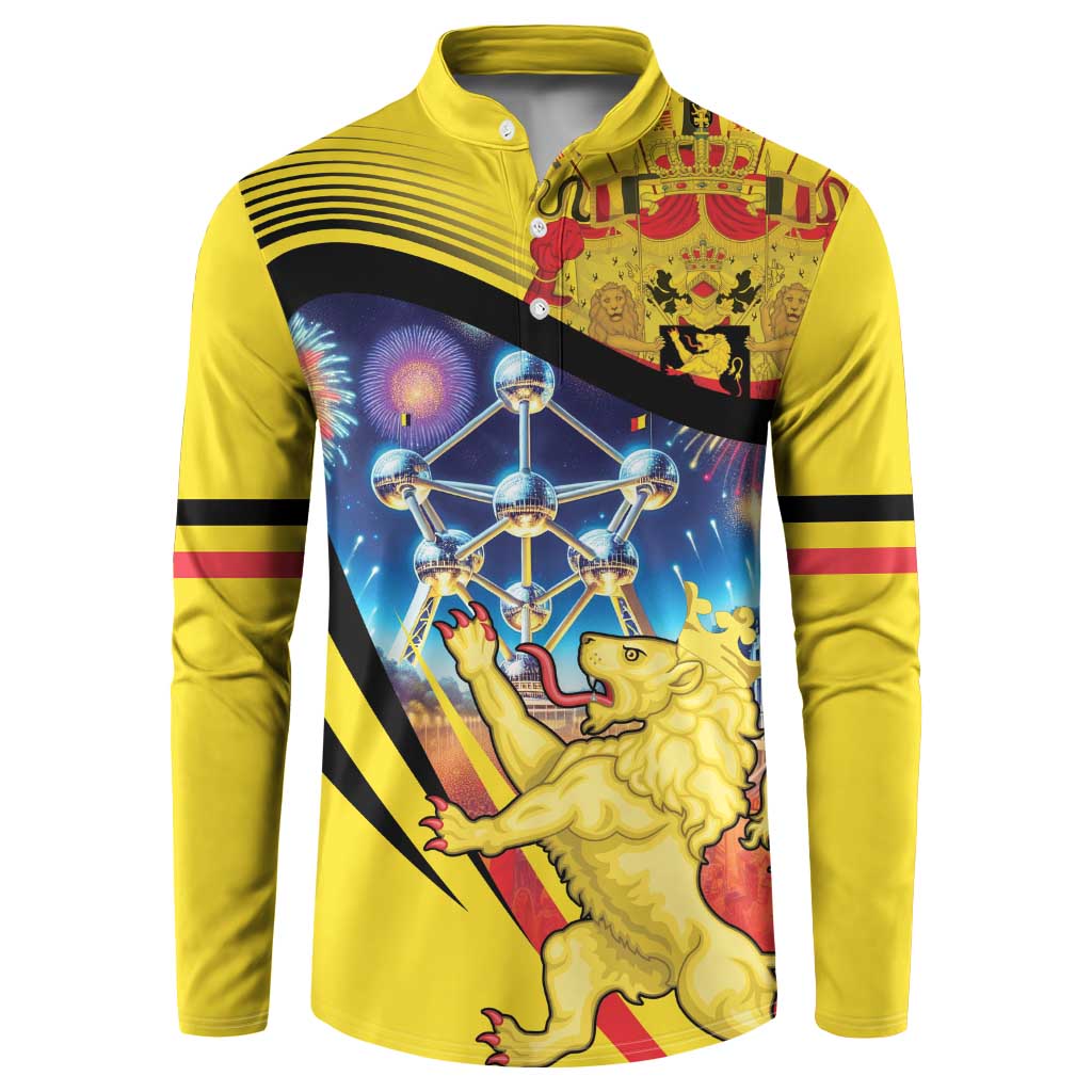 Belgium National Day Button Sweatshirt Atomium Leo Belgicus