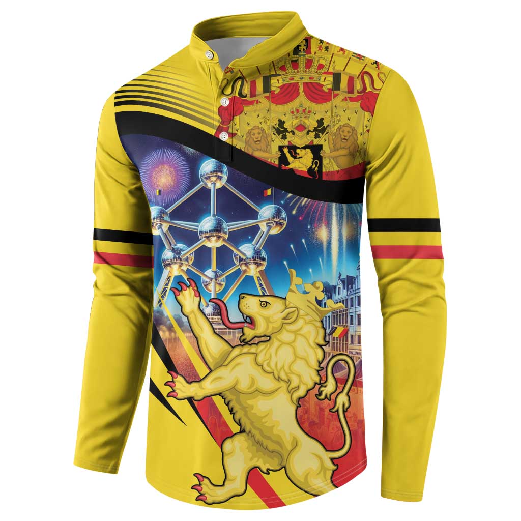 Belgium National Day Button Sweatshirt Atomium Leo Belgicus