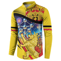 Belgium National Day Button Sweatshirt Atomium Leo Belgicus