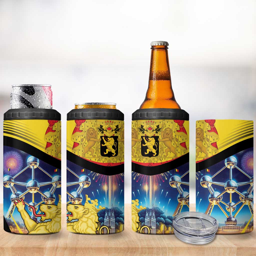 Belgium National Day 4 in 1 Can Cooler Tumbler Atomium Leo Belgicus