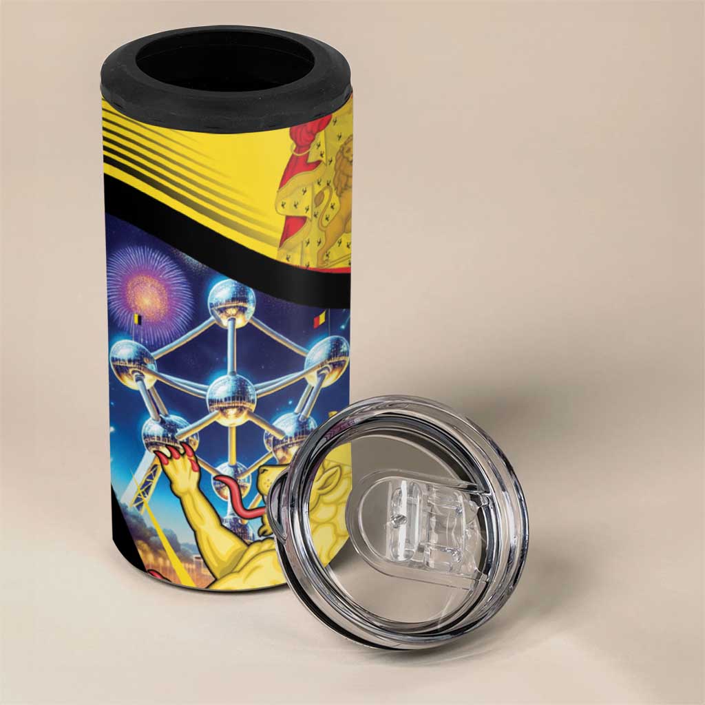 Belgium National Day 4 in 1 Can Cooler Tumbler Atomium Leo Belgicus