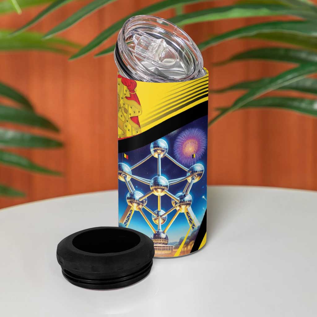 Belgium National Day 4 in 1 Can Cooler Tumbler Atomium Leo Belgicus