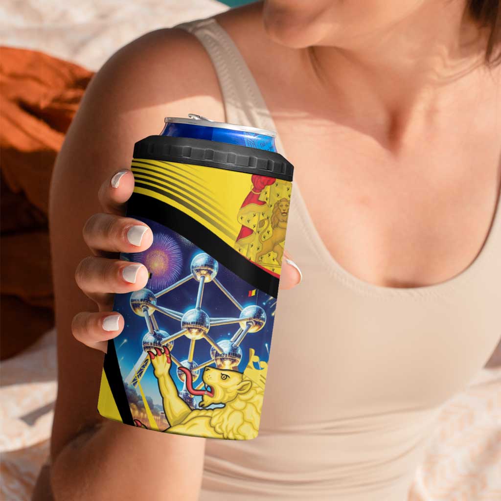 Belgium National Day 4 in 1 Can Cooler Tumbler Atomium Leo Belgicus